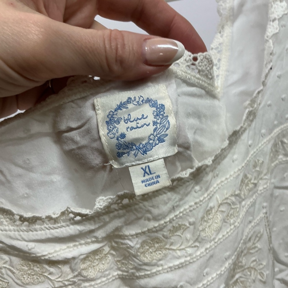 Blue Rain Ivory Lace Blouse